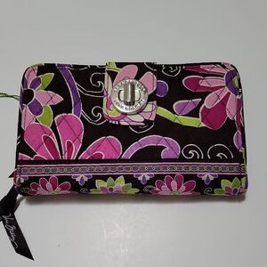 Retired Vera Bradley Purple Punch Turn Lock Wallet